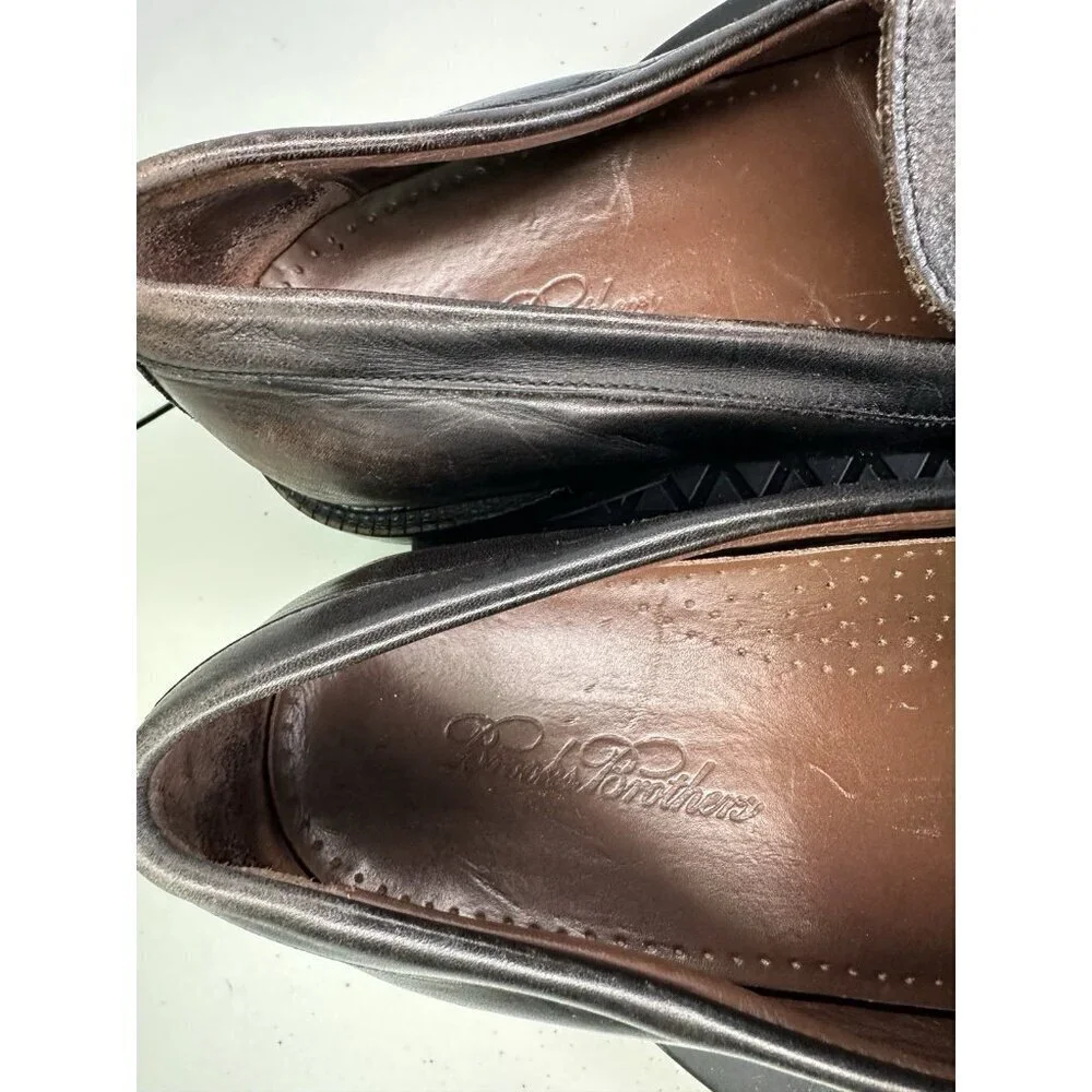 Brooks Brothers Brown Leather Vintage Oxford Loafers Shoes - 10 D - Italy
